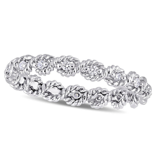 0.17 CT. T.W. Natural Diamond Twist Rope Eternity Wedding Band in Solid 10K White Gold