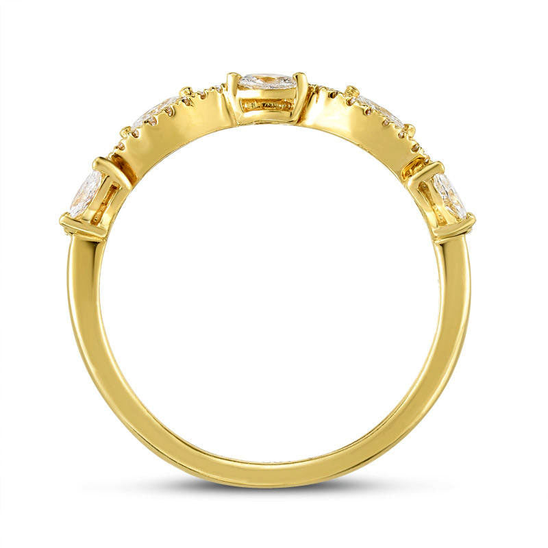 0.33 CT. T.W. Marquise and Round Natural Diamond Wave Vine Stackable Band in Solid 14K Gold