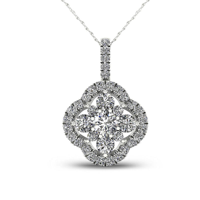 0.38 CT. T.W. Natural Diamond Clover Frame Pendant in 10K White Gold