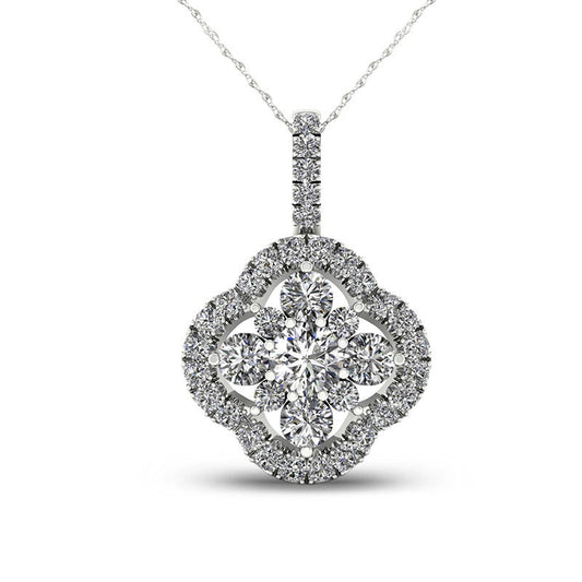 0.38 CT. T.W. Natural Diamond Clover Frame Pendant in 10K White Gold