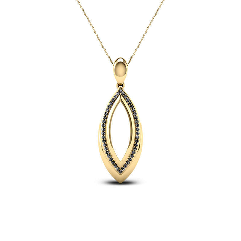 0.17 CT. T.W. Natural Diamond Open Marquise Pendant in 10K Yellow Gold
