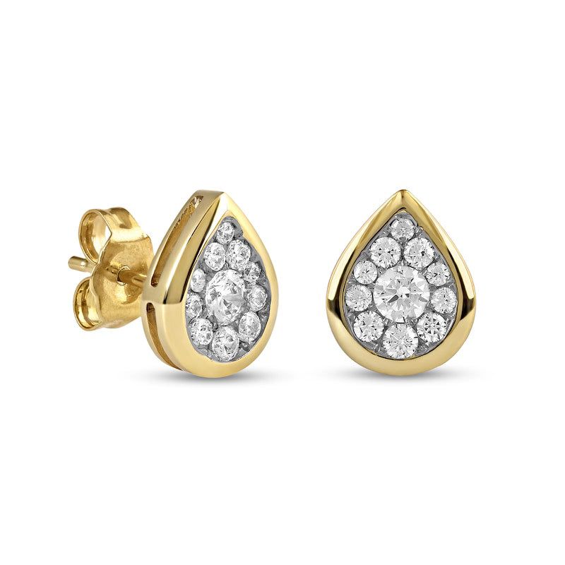 0.5 CT. T.W. Diamond Teardrop Frame Stud Earrings in 10K Gold
