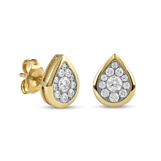 0.5 CT. T.W. Diamond Teardrop Frame Stud Earrings in 10K Gold