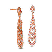 Lab-Created White Sapphire Multi-Tier Flame Drop Earrings in Sterling Silver with 14K Rose Gold Plate