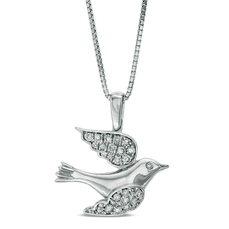 0.17 CT. T.W. Natural Diamond Dove Pendant in Sterling Silver