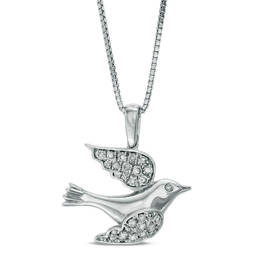 0.17 CT. T.W. Natural Diamond Dove Pendant in Sterling Silver