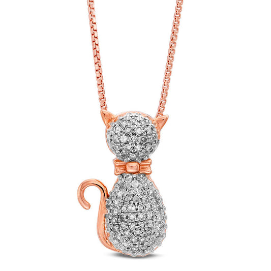 0.2 CT. T.W. Natural Diamond Cat Pendant in Sterling Silver with 18K Rose Gold Plate