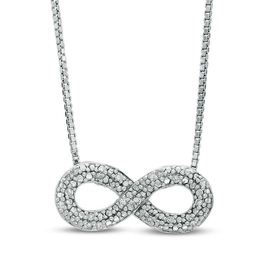 0.05 CT. T.W. Natural Diamond Sideways Infinity Necklace in Sterling Silver