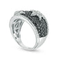 2.0 CT. T.W. Enhanced Black and White Natural Diamond Flower Ring in Solid 10K White Gold - Size 7