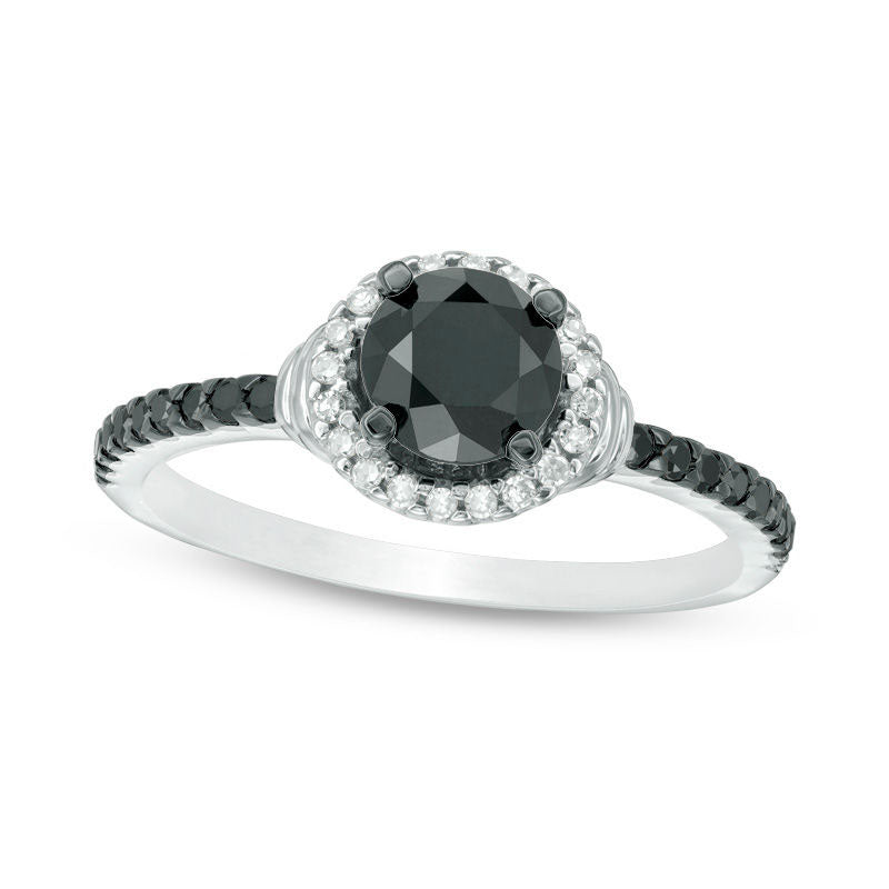 1.0 CT. T.W. Enhanced Black and White Natural Diamond Frame Engagement Ring in Solid 10K White Gold