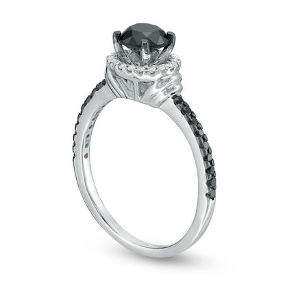 1.0 CT. T.W. Enhanced Black and White Natural Diamond Frame Engagement Ring in Solid 10K White Gold