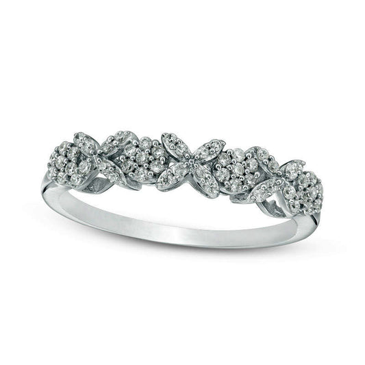 0.33 CT. T.W. Natural Diamond "XO" Band in Solid 10K White Gold - Size 7