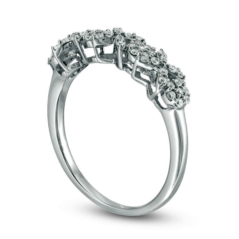 0.33 CT. T.W. Natural Diamond "XO" Band in Solid 10K White Gold - Size 7