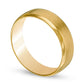 Men's 6.0mm Comfort Fit Brushed Center Wedding Band in Solid 10K Yellow Gold - Size 10.5