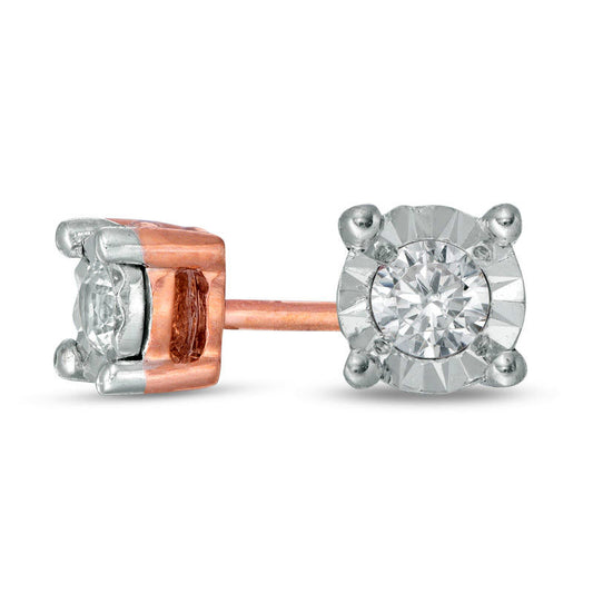 0.1 CT. T.W. Diamond Solitaire Stud Earrings in 10K Rose Gold