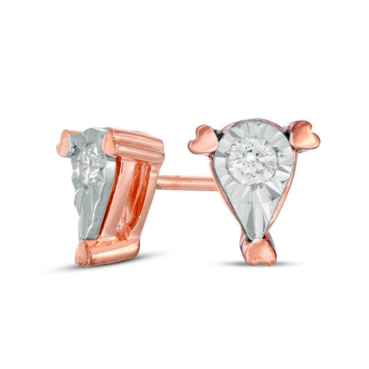 0.1 CT. T.W. Diamond Solitaire Pear-Shaped Stud Earrings in 10K Rose Gold
