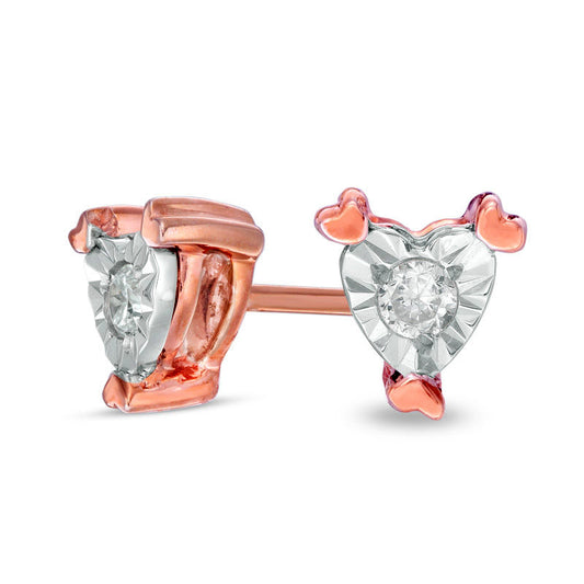 0.2 CT. T.W. Diamond Solitaire Heart Stud Earrings in 10K Rose Gold