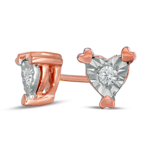 0.1 CT. T.W. Diamond Solitaire Heart Stud Earrings in 10K Rose Gold