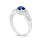 5.5mm Lab-Created Blue Sapphire and 0.33 CT. T.W. Diamond Split Shank Engagement Ring in Solid 10K White Gold