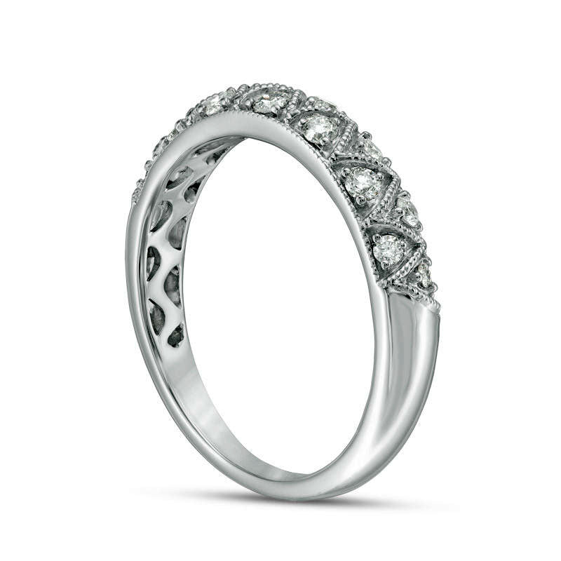0.25 CT. T.W. Certified Natural Diamond Zig-Zag Antique Vintage-Style Anniversary Band in Solid 14K White Gold (I/I1)