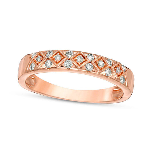 0.20 CT. T.W. Certified Natural Diamond Geometric Antique Vintage-Style Anniversary Band in Solid 14K Rose Gold (I/I1)