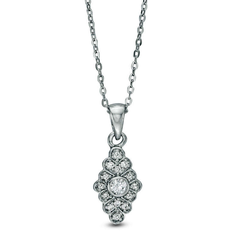 0.13 CT. T.W. Natural Diamond Kite Pendant in 10K White Gold