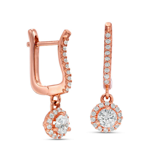 0.63 CT. T.W. Diamond Frame Drop Earrings in 10K Rose Gold