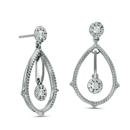 0.63 CT. T.W. Diamond Pear-Shaped Textured Drop Earrings in 10K White Gold