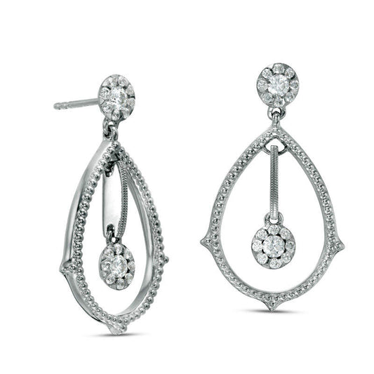 0.63 CT. T.W. Diamond Pear-Shaped Textured Drop Earrings in 10K White Gold