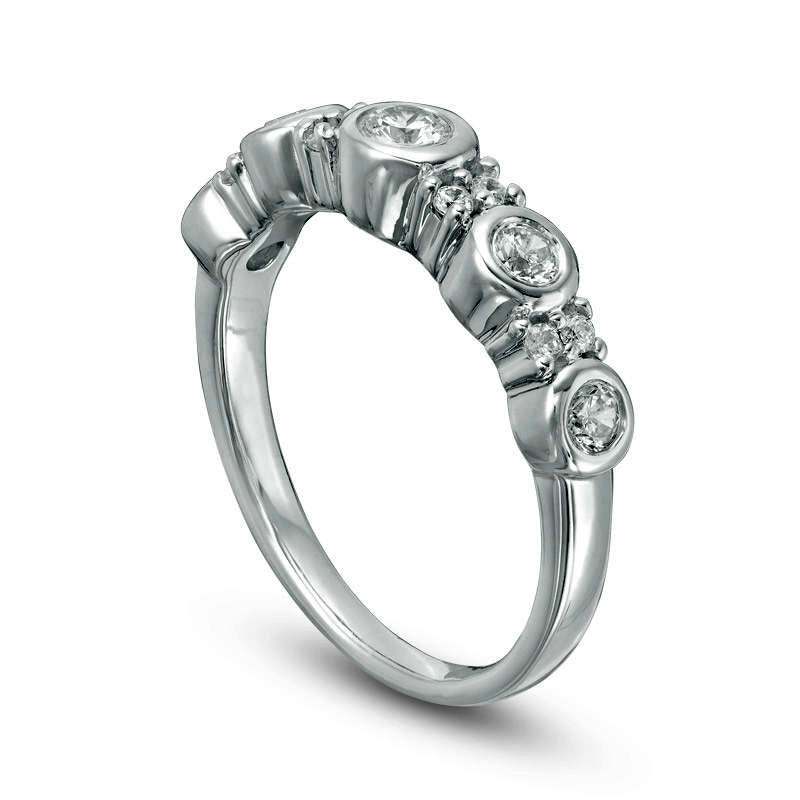 0.38 CT. T.W. Natural Diamond Alternating Anniversary Band in Solid 10K White Gold