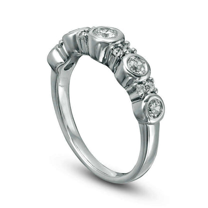 0.38 CT. T.W. Natural Diamond Alternating Anniversary Band in Solid 10K White Gold