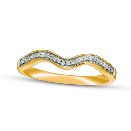 0.07 CT. T.W. Natural Diamond Contour Wedding Band in Solid 10K Yellow Gold