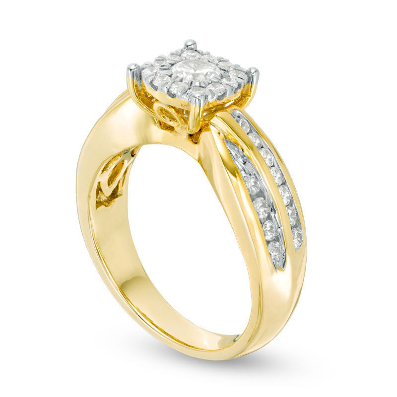 0.88 CT. T.W. Natural Diamond Frame Engagement Ring in Solid 10K Yellow Gold