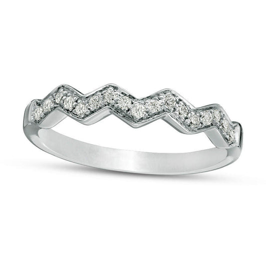 0.10 CT. T.W. Natural Diamond Zig-Zag Band in Solid 10K White Gold