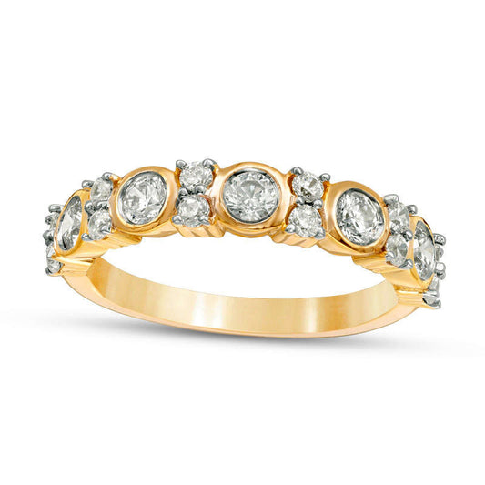 0.75 CT. T.W. Natural Diamond Alternating Anniversary Band in Solid 10K Yellow Gold