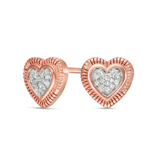 0.1 CT. T.W. Composite Diamond Heart Stud Earrings in 10K Rose Gold