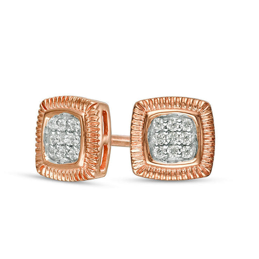0.1 CT. T.W. Composite Diamond Square Stud Earrings in 10K Rose Gold