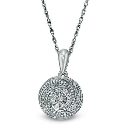 0.13 CT. T.W. Natural Diamond Swirl Pendant in 10K White Gold