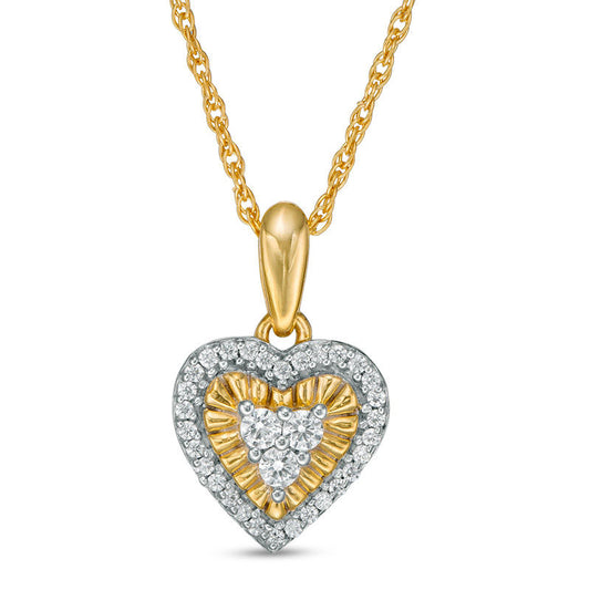 0.17 CT. T.W. Natural Diamond Heart Frame Pendant in 10K Yellow Gold