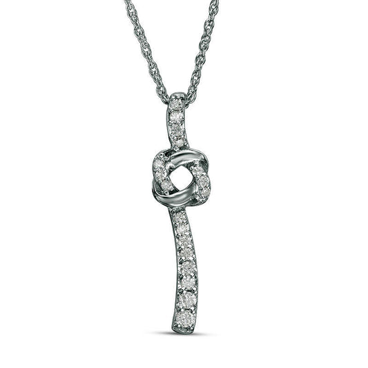 0.17 CT. T.W. Natural Diamond Love Knot Pendant in Sterling Silver