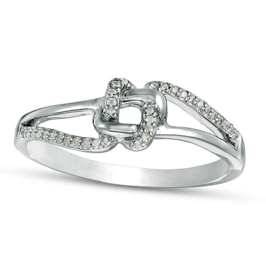0.10 CT. T.W. Natural Diamond Love Knot Ring in Sterling Silver