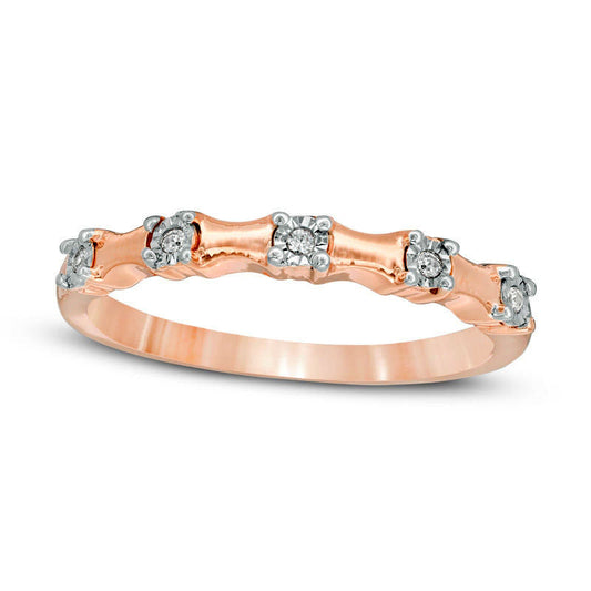 0.05 CT. T.W. Natural Diamond Five Stone Bamboo Anniversary Band in Solid 10K Rose Gold