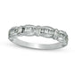 0.33 CT. T.W. Baguette and Round Natural Diamond Scallop Wedding Band in Solid 10K White Gold