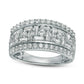 2.0 CT. T.W. Baguette and Round Natural Diamond Staggered Frame Ring in Solid 10K White Gold