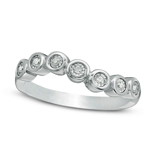 0.05 CT. T.W. Natural Diamond Wave Band in Solid 10K White Gold