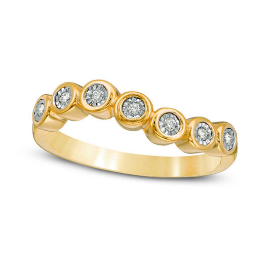 0.05 CT. T.W. Natural Diamond Wave Band in Solid 10K Yellow Gold