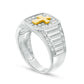 Men's 0.33 CT. T.W. Natural Diamond Cross Signet Ring in Solid 10K Two-Tone Gold