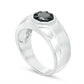 Men's 0.75 CT. Enhanced Black Natural Diamond Octagon Frame Signet Ring in Sterling Silver