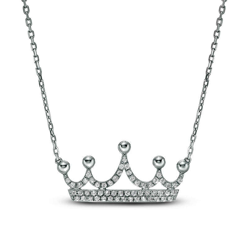 0.2 CT. T.W. Natural Diamond Crown Necklace in 10K White Gold