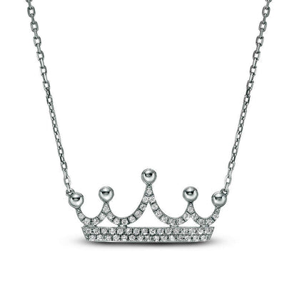 0.2 CT. T.W. Natural Diamond Crown Necklace in 10K White Gold